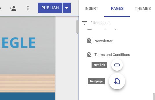 Pages et navigation - nouveaux sites Google