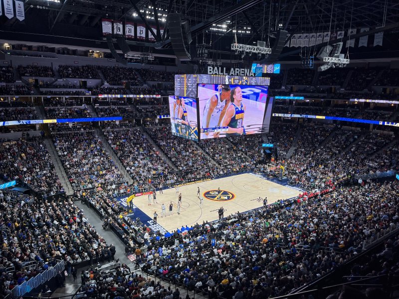 The Denver Nuggets playing at the Ball Arena