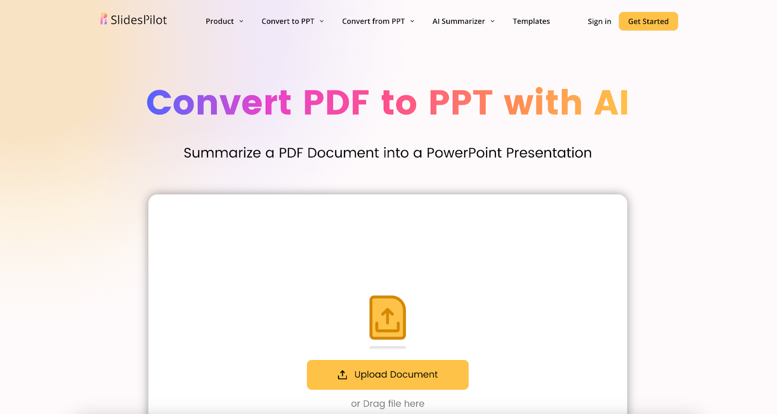 slidespilot pdf to ppt with AI