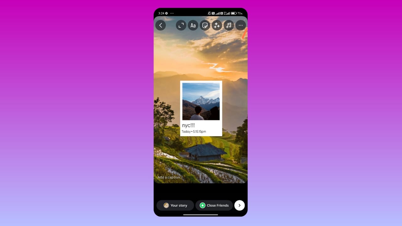 Instagram story idea of a frame.