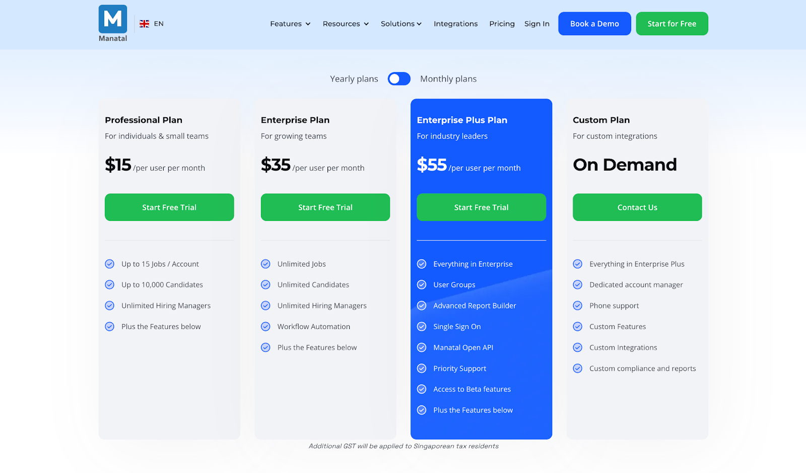 manatal pricing