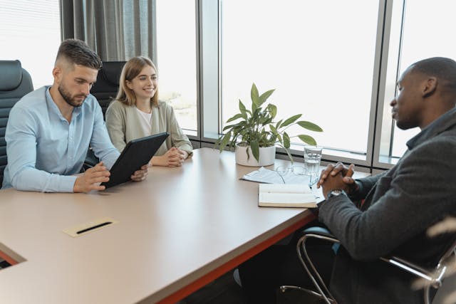 Landlord interviewing tenants