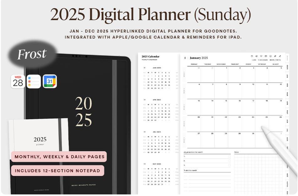 2025 Portrait Digital Planner by Good Mondays Paper