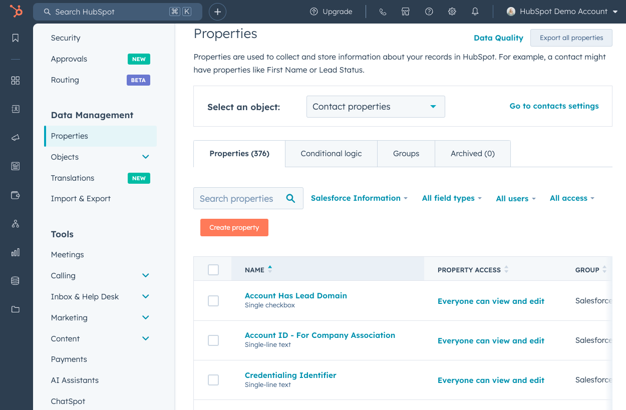 Edit Properties in HubSpot