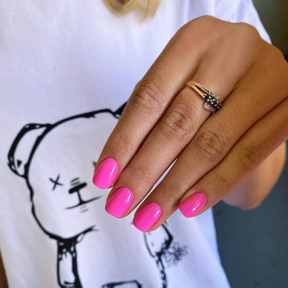 short hot pink nails