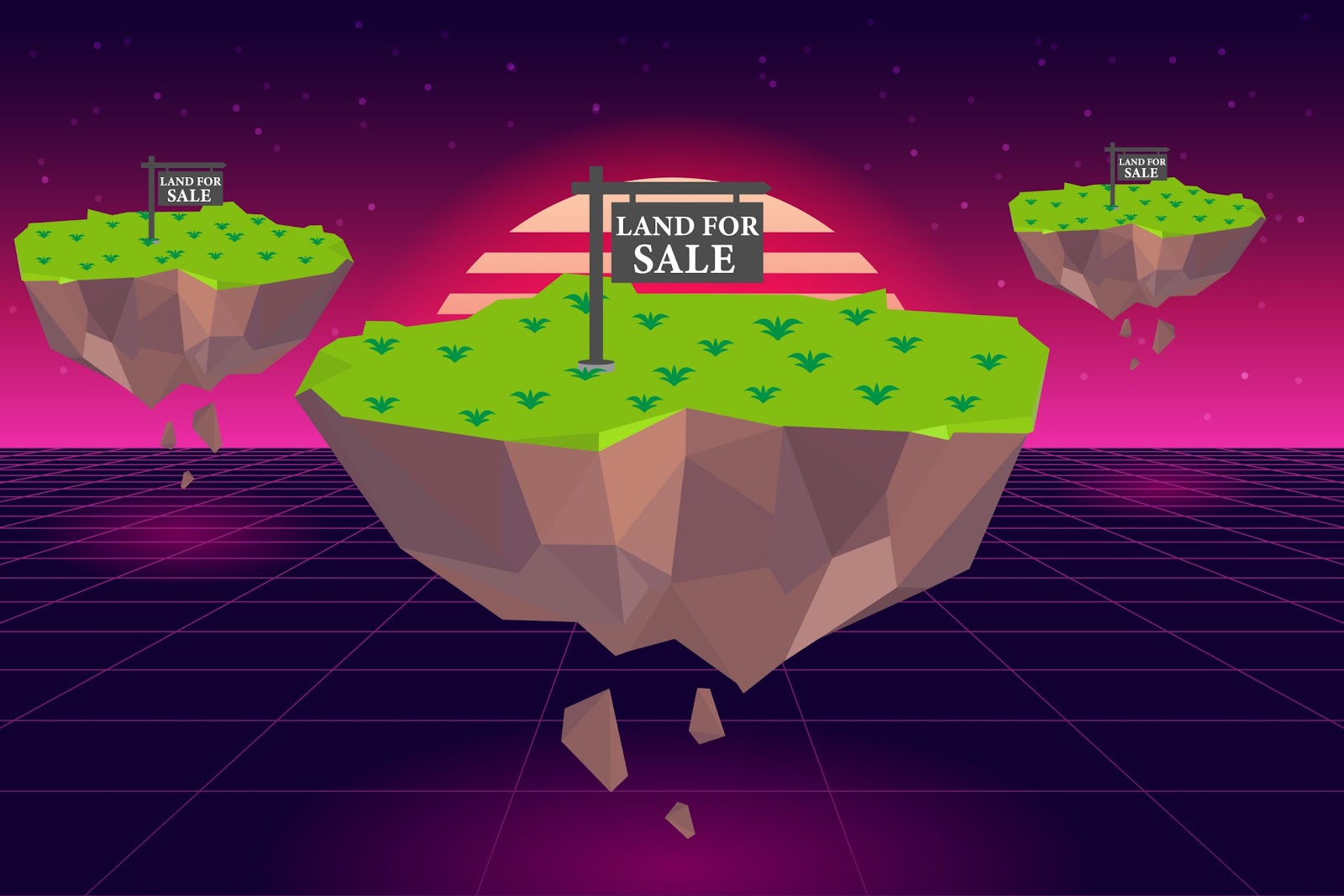 Virtual land marketplace with cryptocurrency