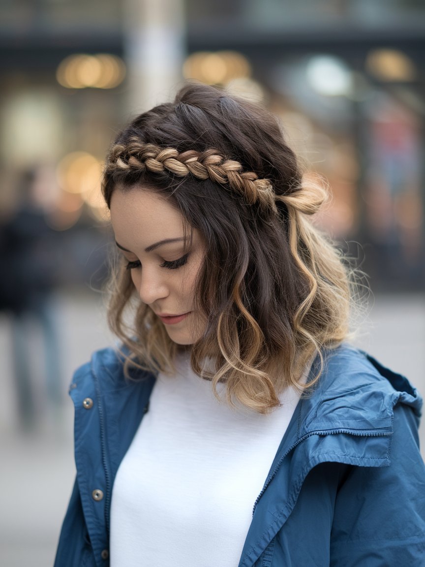 10. Braided Curly Bun