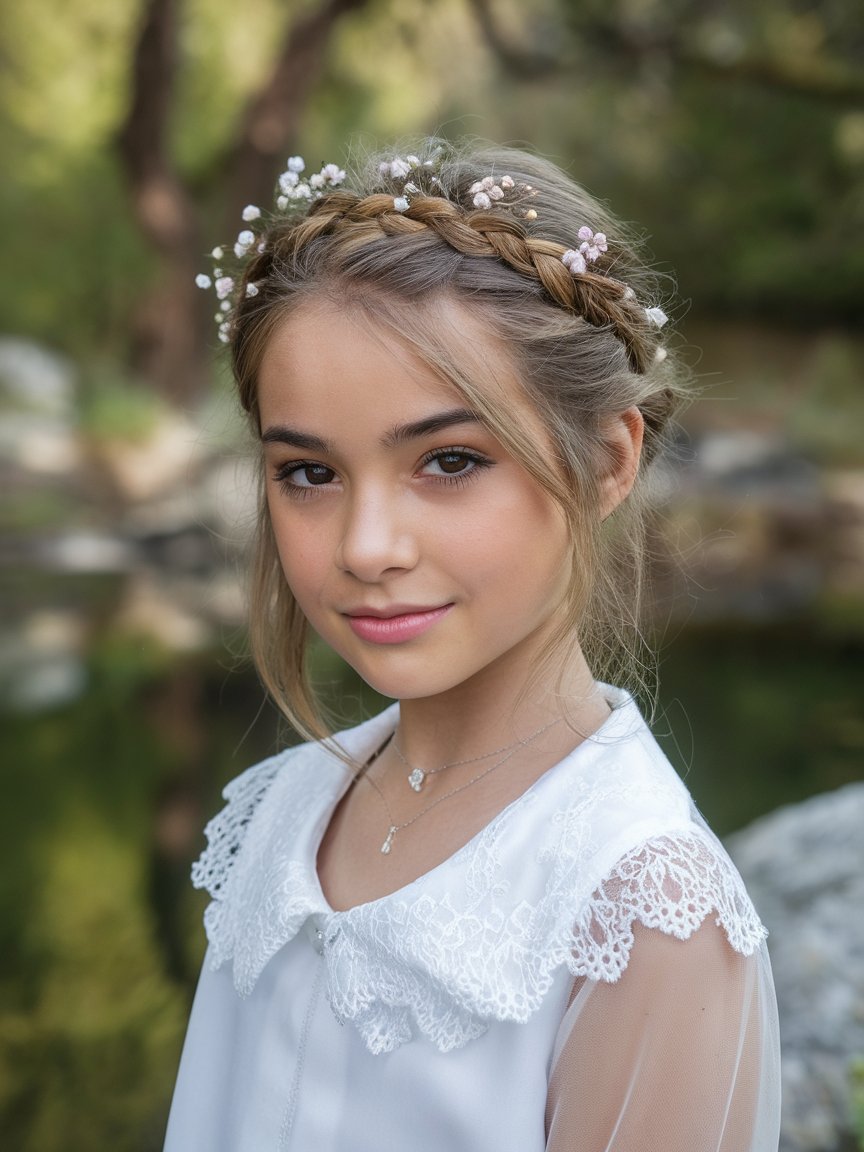 7. Updo with Braided Crown