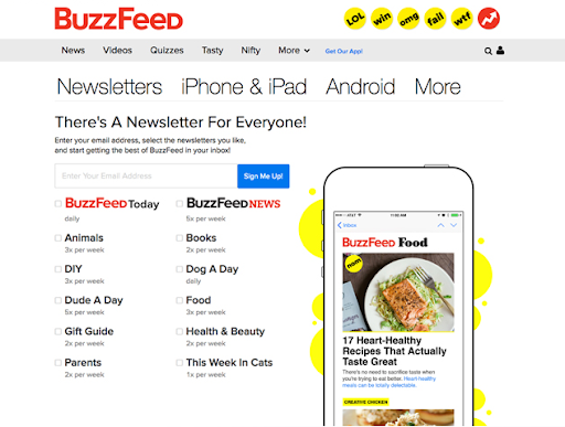 BuzzFeed email marketing example