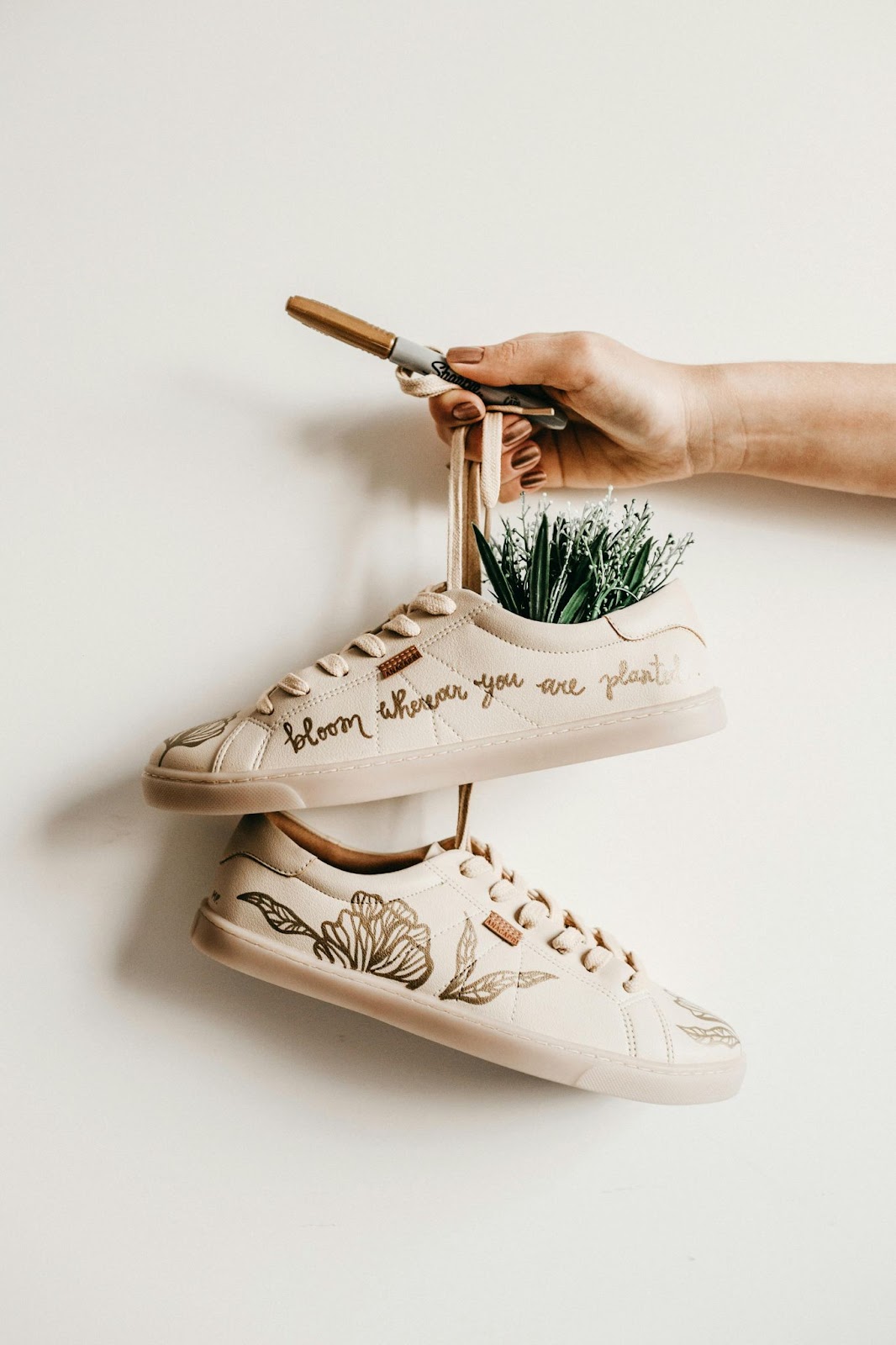 Tennis Shoes with Plants