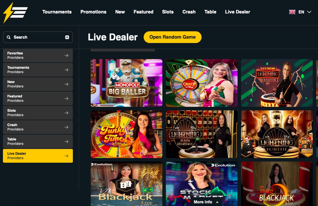 Electric Wins casino live dealer casino options