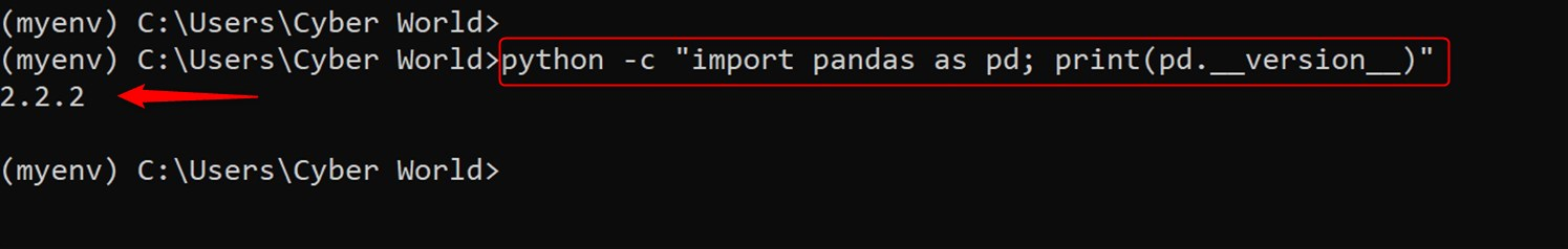 confirm pandas installation