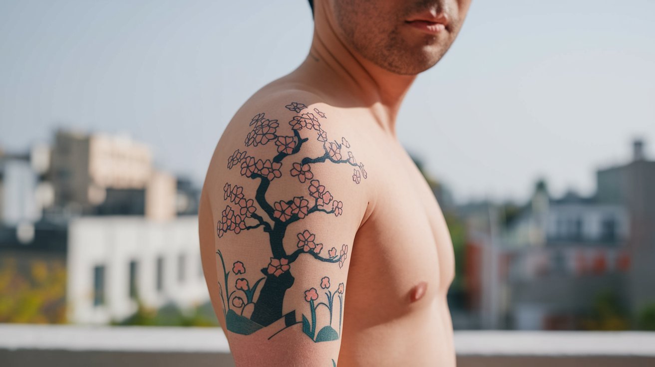 Cherry Blossom Tattoos for Men: Bold and Symbolic Designs