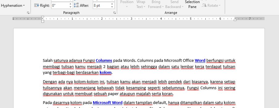 tampilan awal sebelum diatur 2 kolom di word