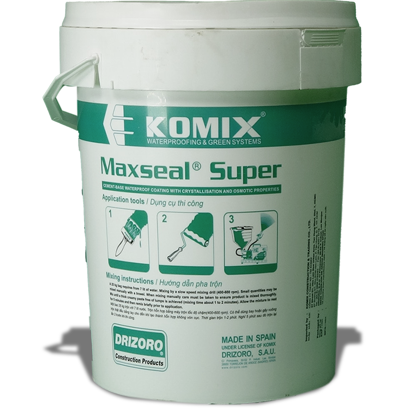 Sản phẩm Maxseal Super,tinh thể thẩm thấu ( ảnh của Komix) 