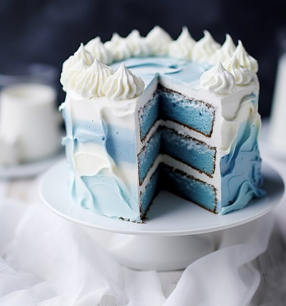 White and blue cake