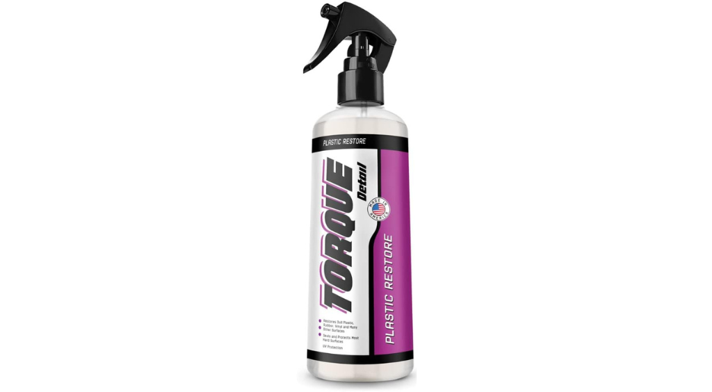 Torque Detail Plastic Restore provides a deep, lasting shine for your vehicle's plastic surfaces.