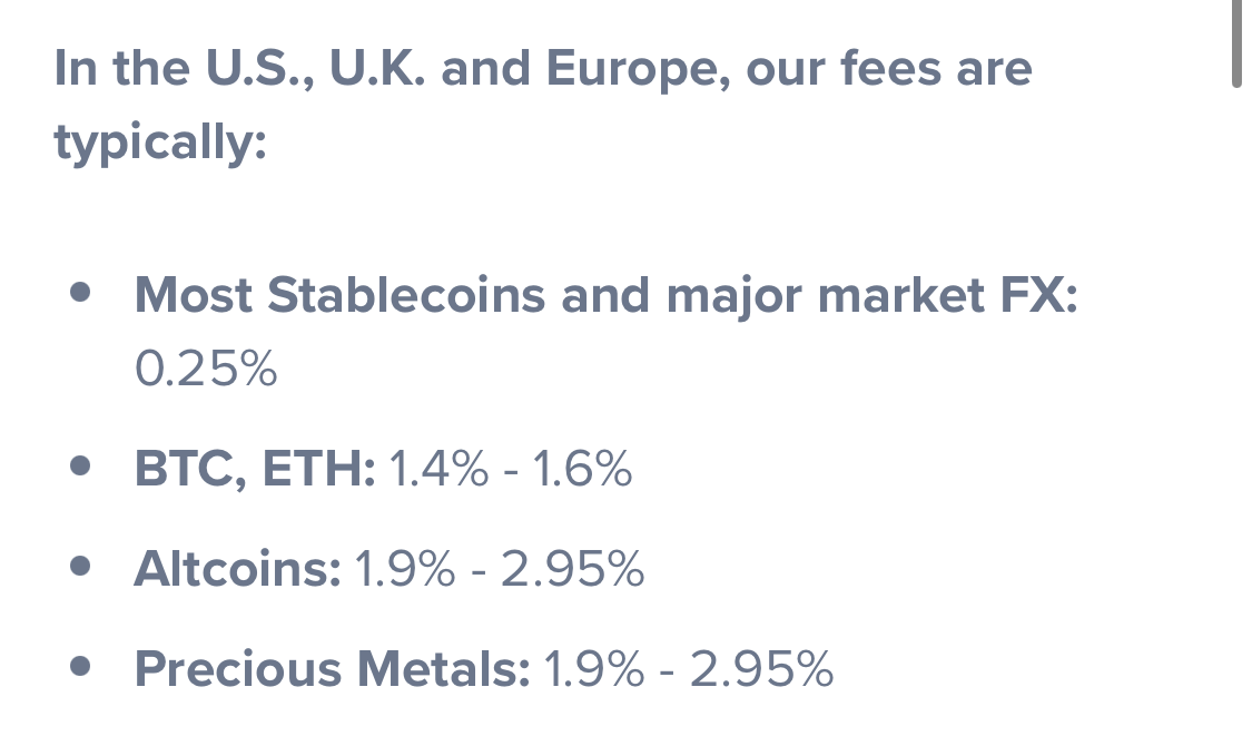 Uphold exchange fees