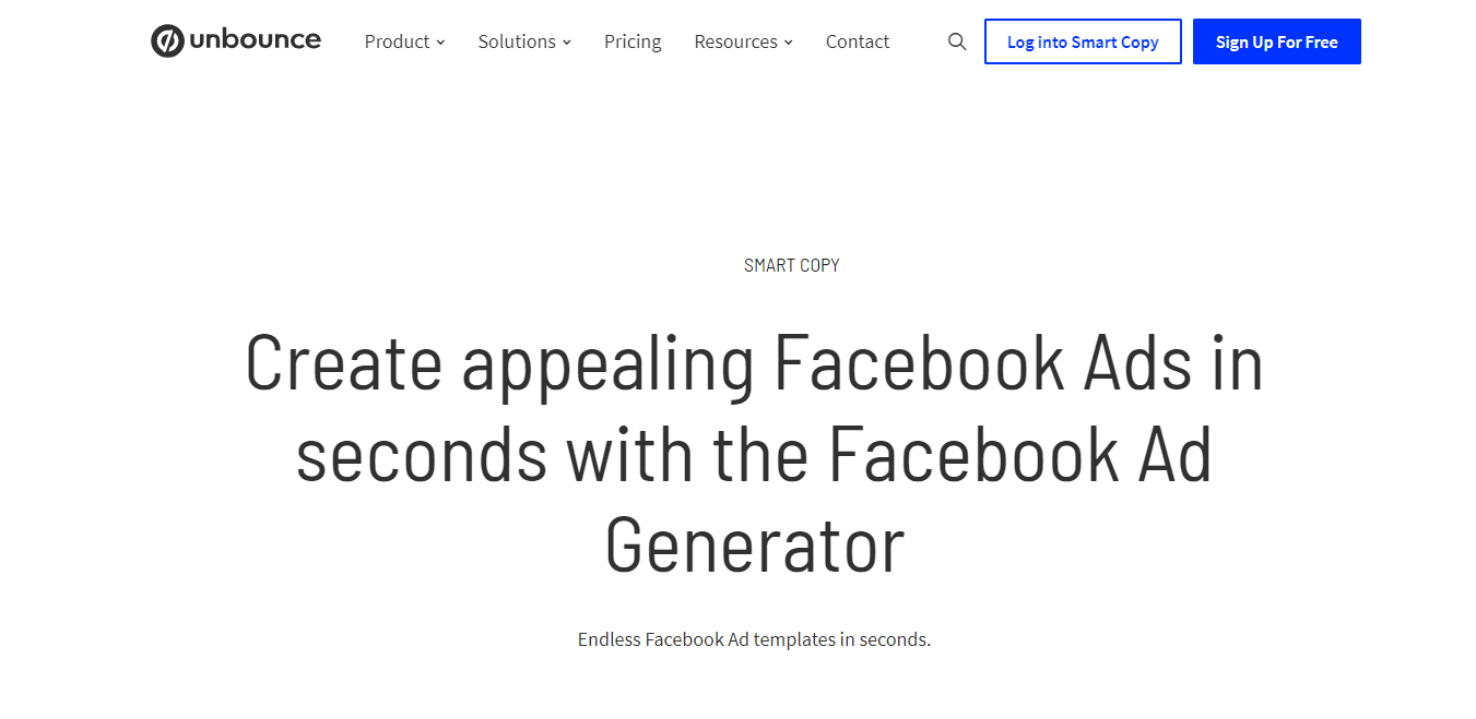 Unbounce’s Facebook Ad Generator