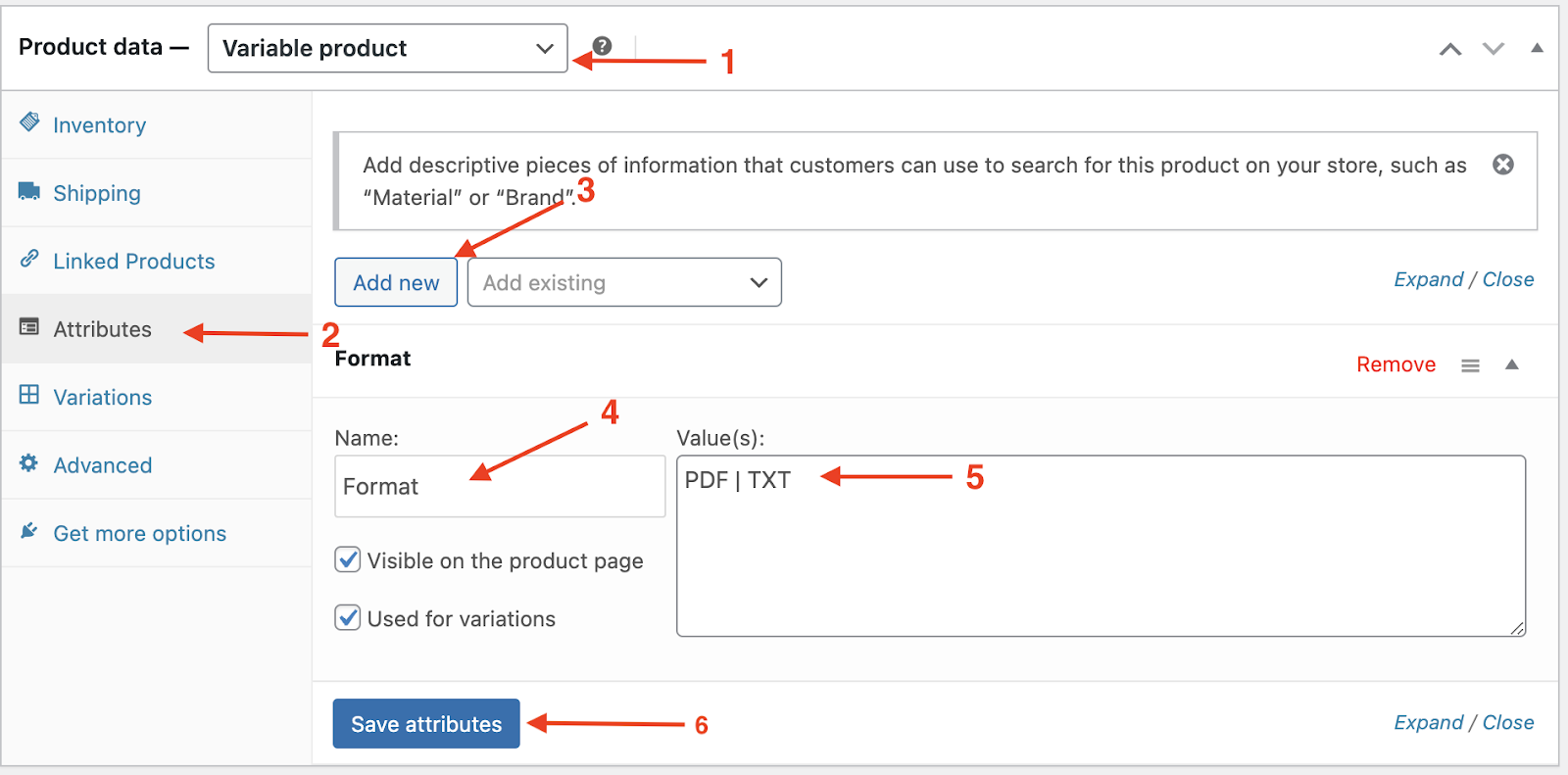 Filling up Variable Product Information