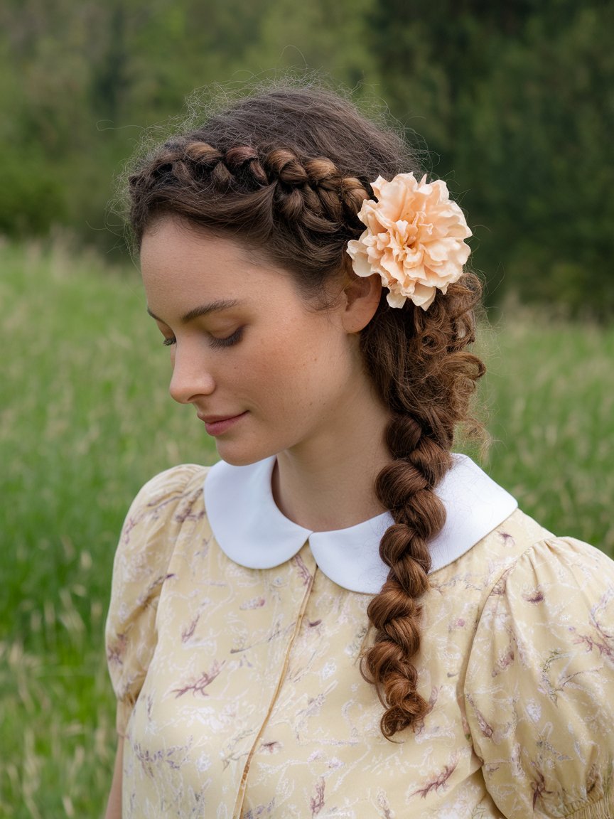 33. Curly Braid with Flower Accessories