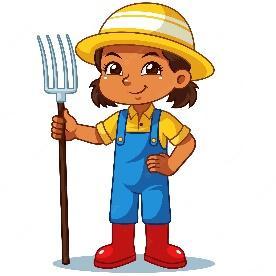 Premium Vector | Farmer girl holding fork ready to work.