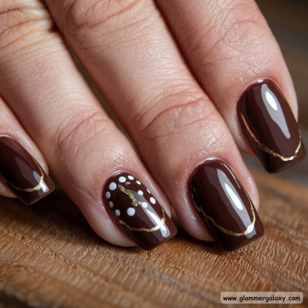 Dark Fall Nails having Brown Nails
