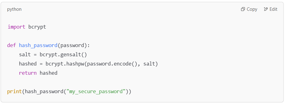 Python script for hashing passwords securely.