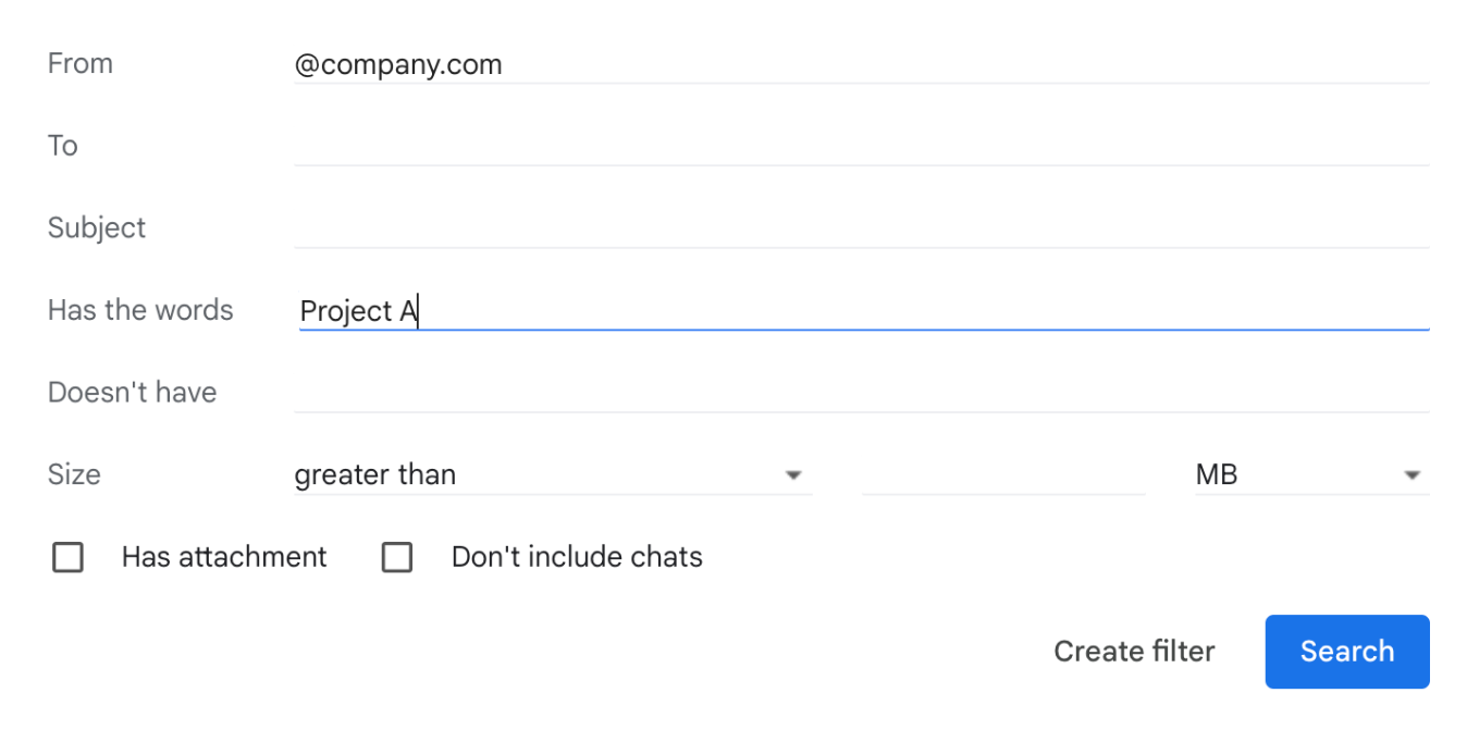 Enter the criteria in a dialog box