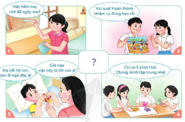 2. Tìm hiểu một số biểu hiện của việc quý trọng thời gianCâu hỏi: Tìm hiểu một số biểu hiện của việc quý trọng thời gianGiải nhanh:Việc hôm nay chớ để ngày mai làmLuôn hoàn thành nhiệm vụ đúng thời hạnLên kế hoạch.Giới hạn việc làm trong một thời gian nhất định 3. Trao đổi về sự cần thiết phải quý trọng thời gian