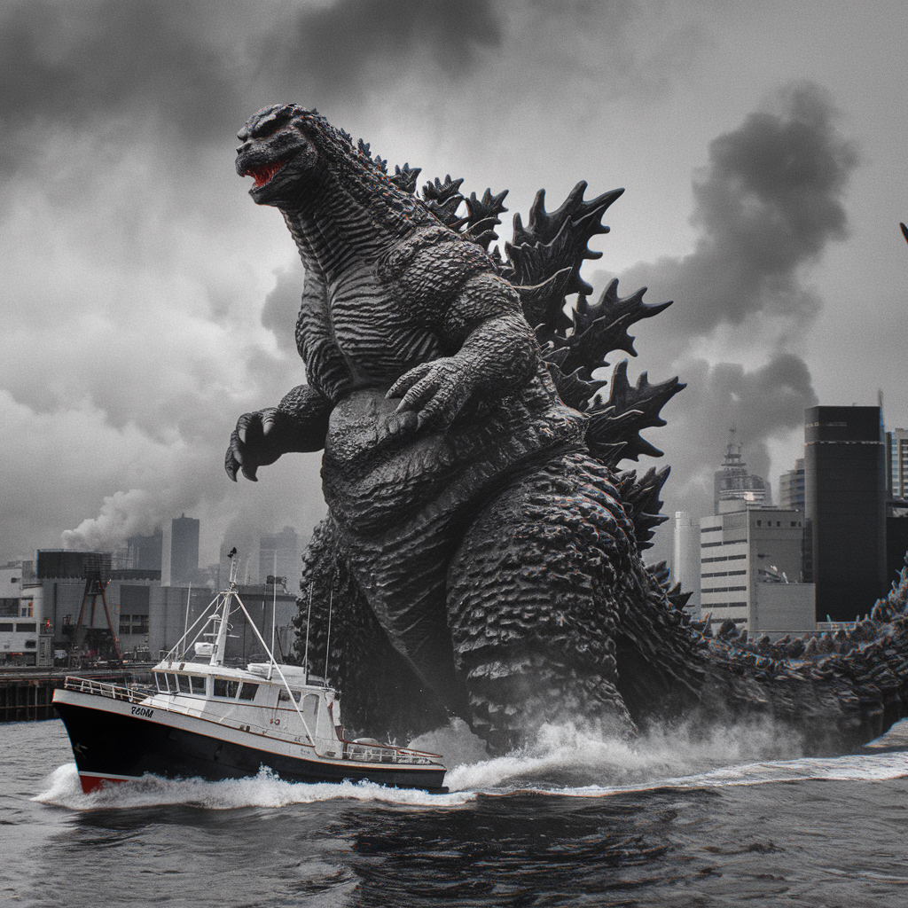 Godzilla Minus One Boat Chase 4K GIF