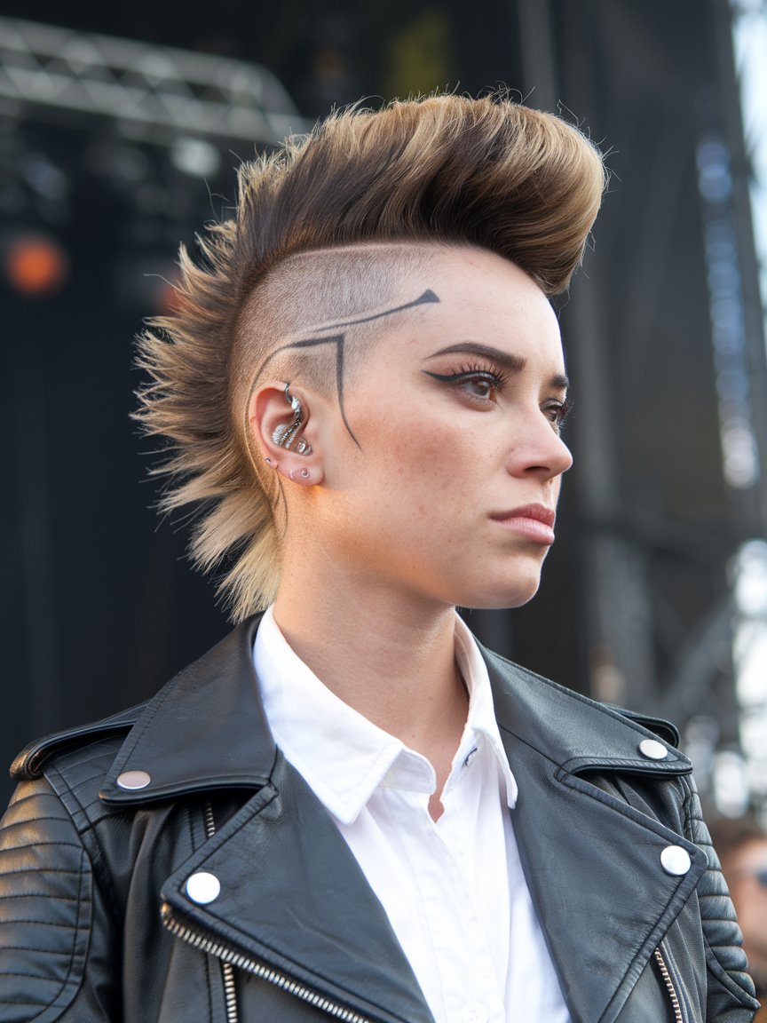 18. Pompadour Mohawk with Detailed Sides