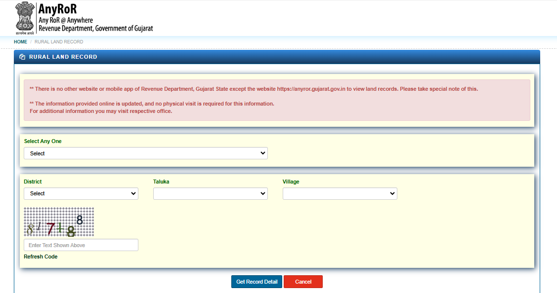 anyror rural land record​

