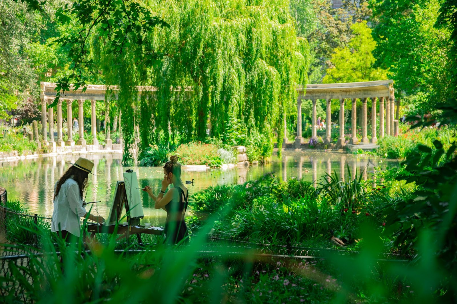 Taking a break at Parc Monceau in Paris with a OneBike rental