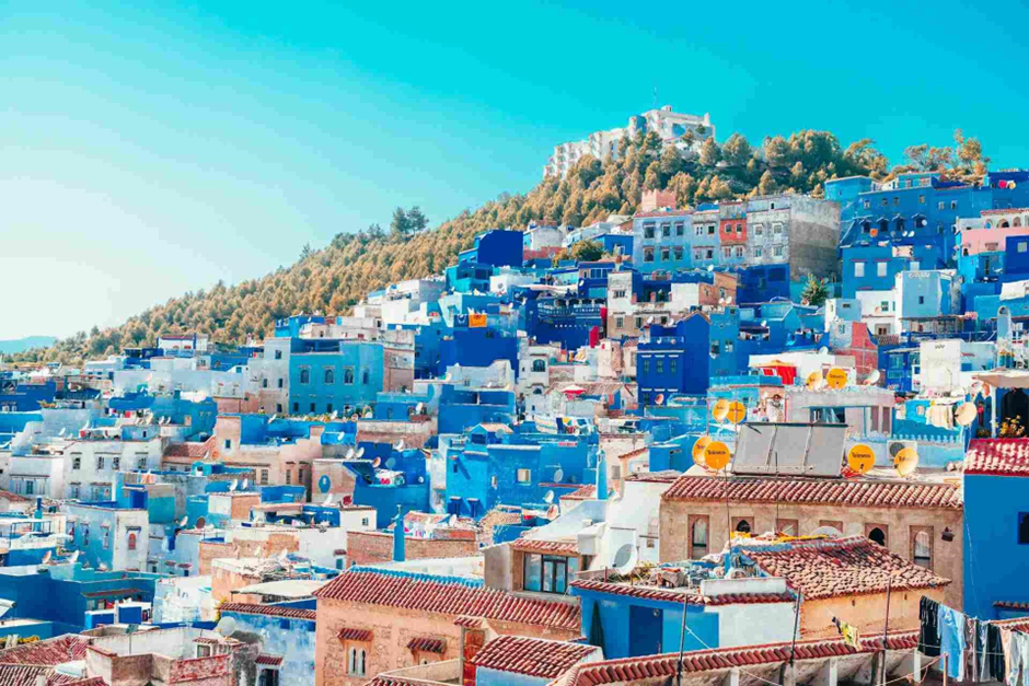 Vista panoramica di chefchaouen in Marocco.