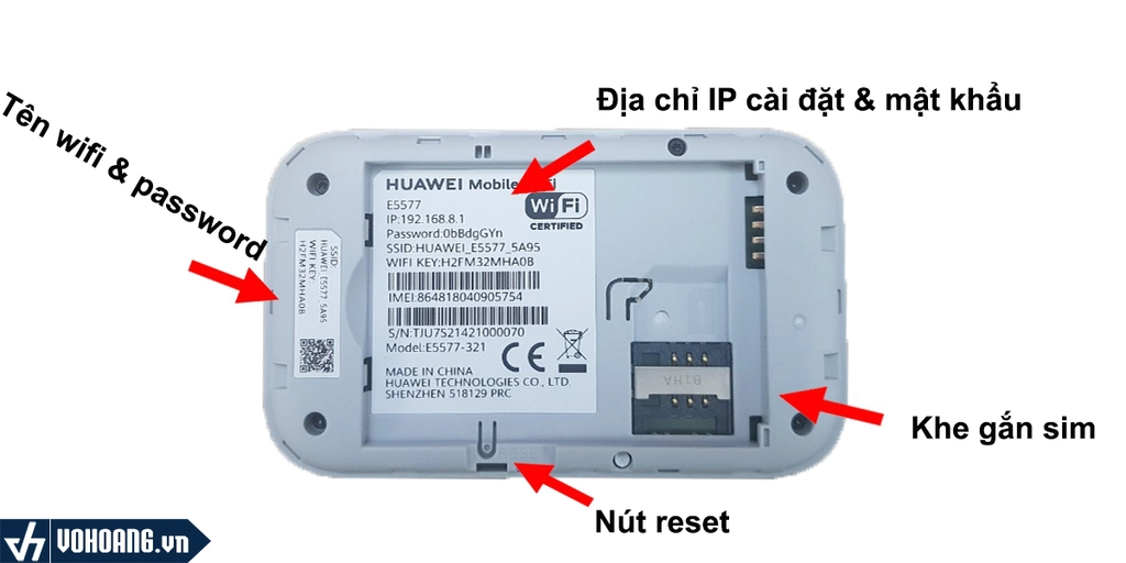 Ngay trên bề mặt của Huawei E5577-321, đã được cung cấp rõ ràng các thông số chi tiết quan trọng giúp khách hàng dễ dàng sử dụng hơn.