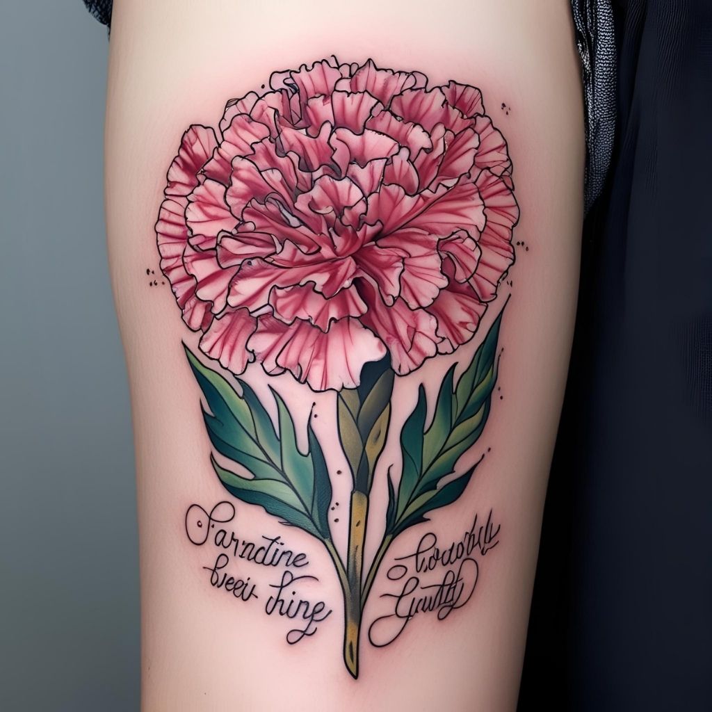 Carnation with Quote Tattoo