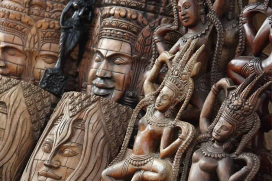 Wood carving in Cambodia