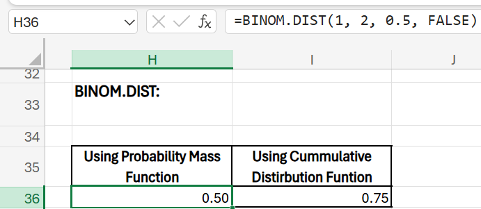 statistical functions in excel - binom.dist