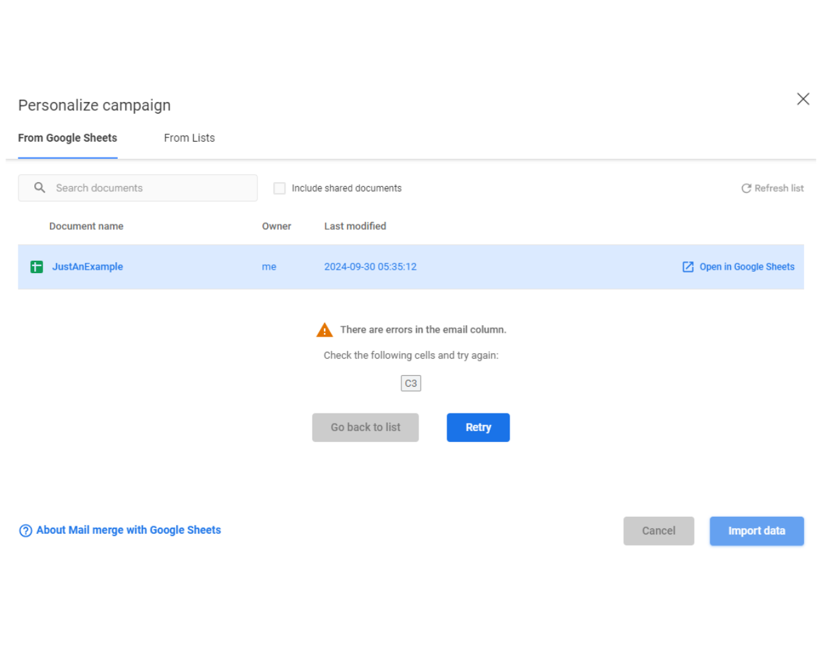 How to use merge tags in Mailsuite: Error in the data source will make data import fail