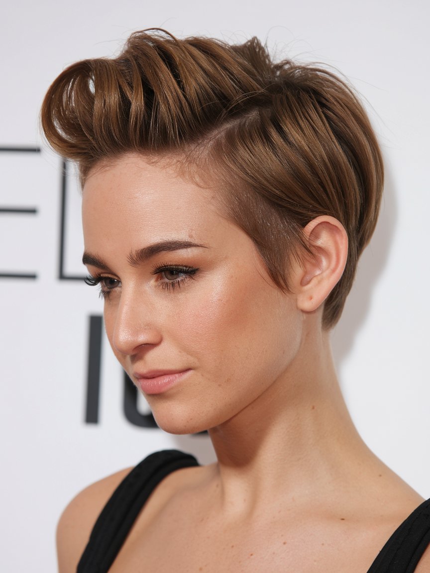 12. Tapered Brunette Pixie with Lifted Crown