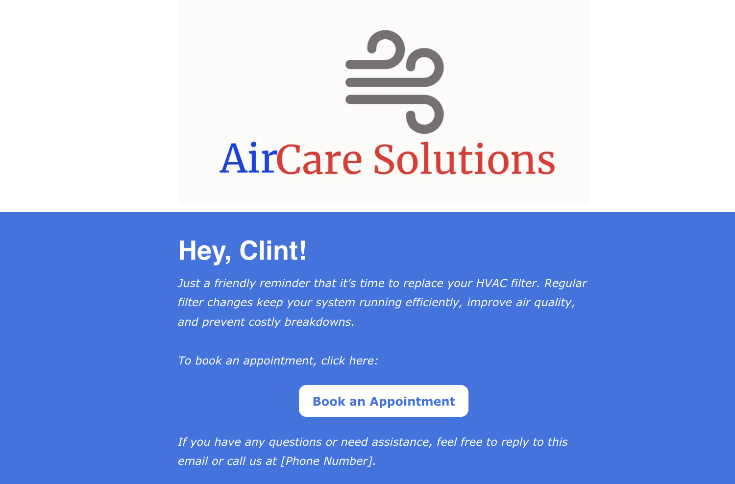 hvac email marketing campaign example for small business