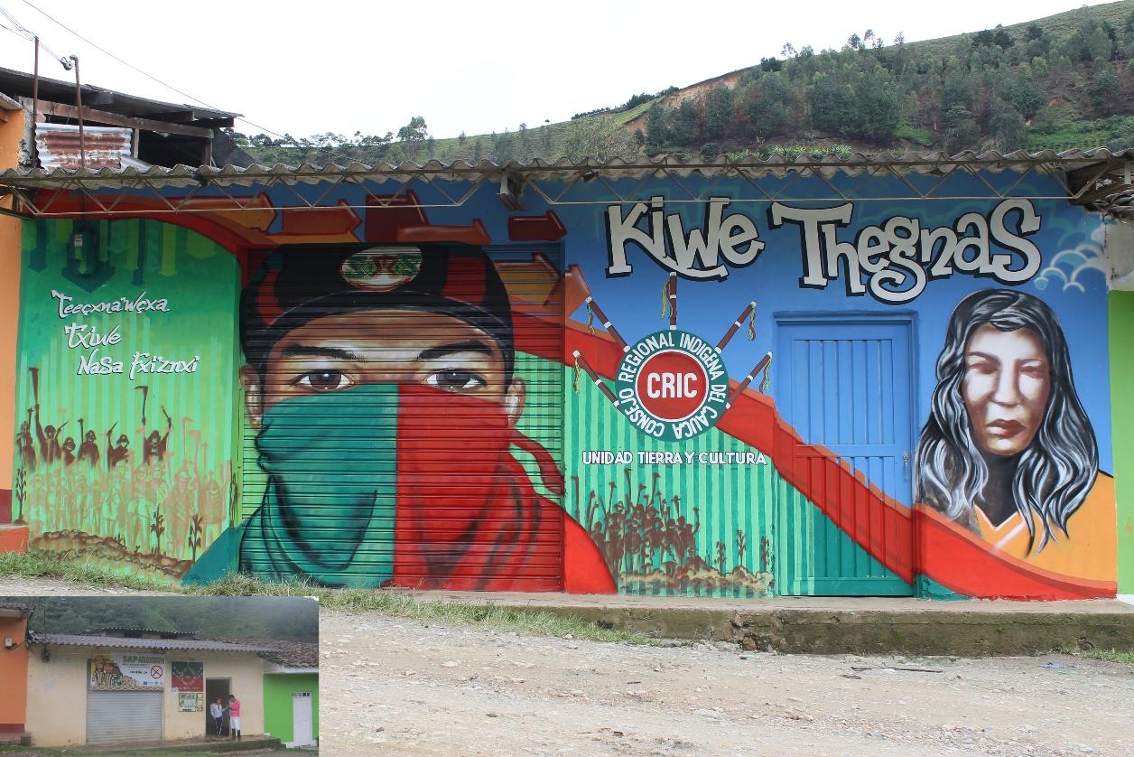 Fachada de un local en Toribo, en Cauca, donde se puede leer una expresión regional.