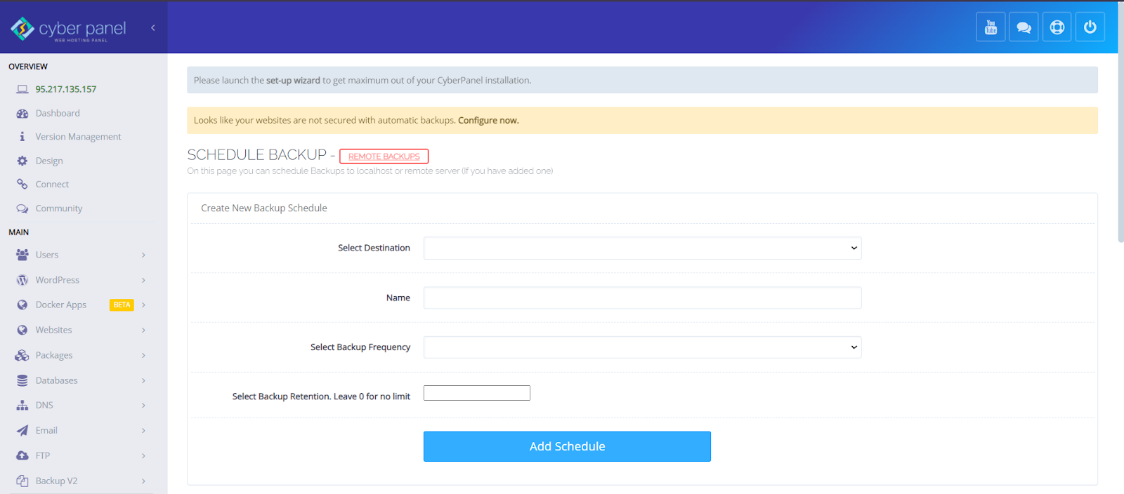 CyberPanel Automated Backups