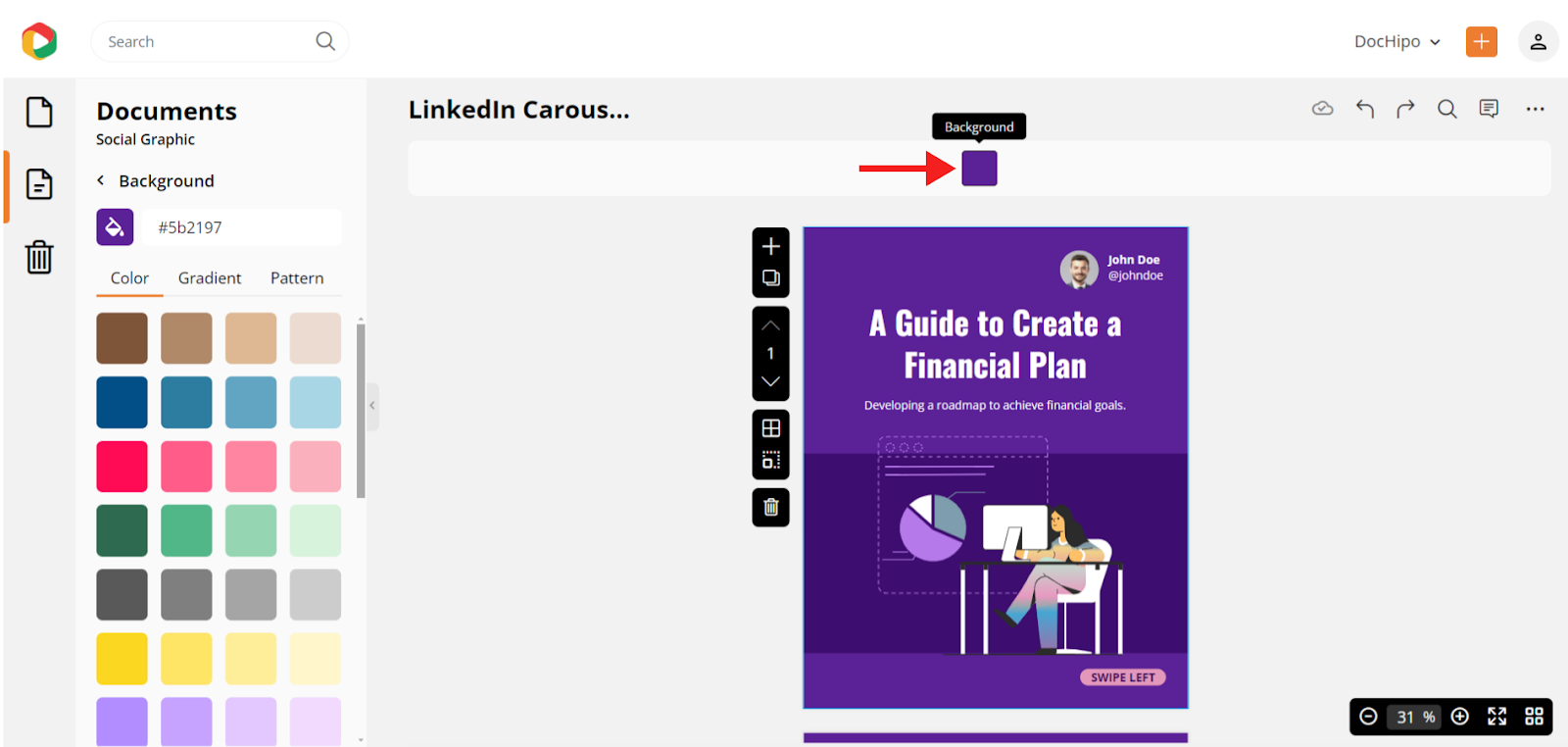 DocHipo background color in LinkedIn Carousel post