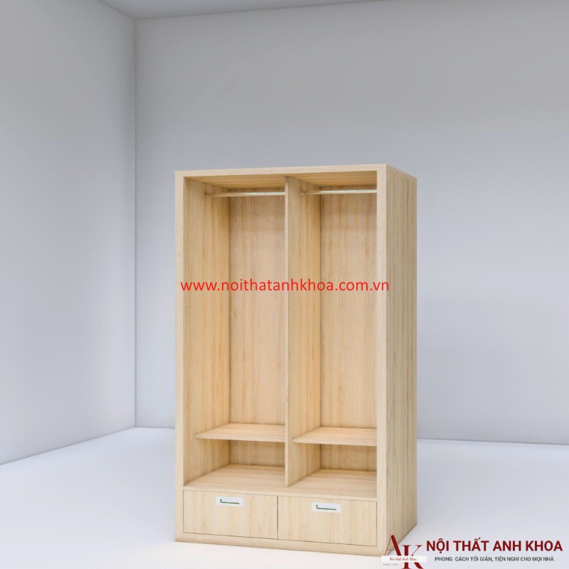 Tủ Áo Cửa Lùa Gỗ Công Nghiệp MDF Màu Vàng Vân Gỗ Giá Tốt