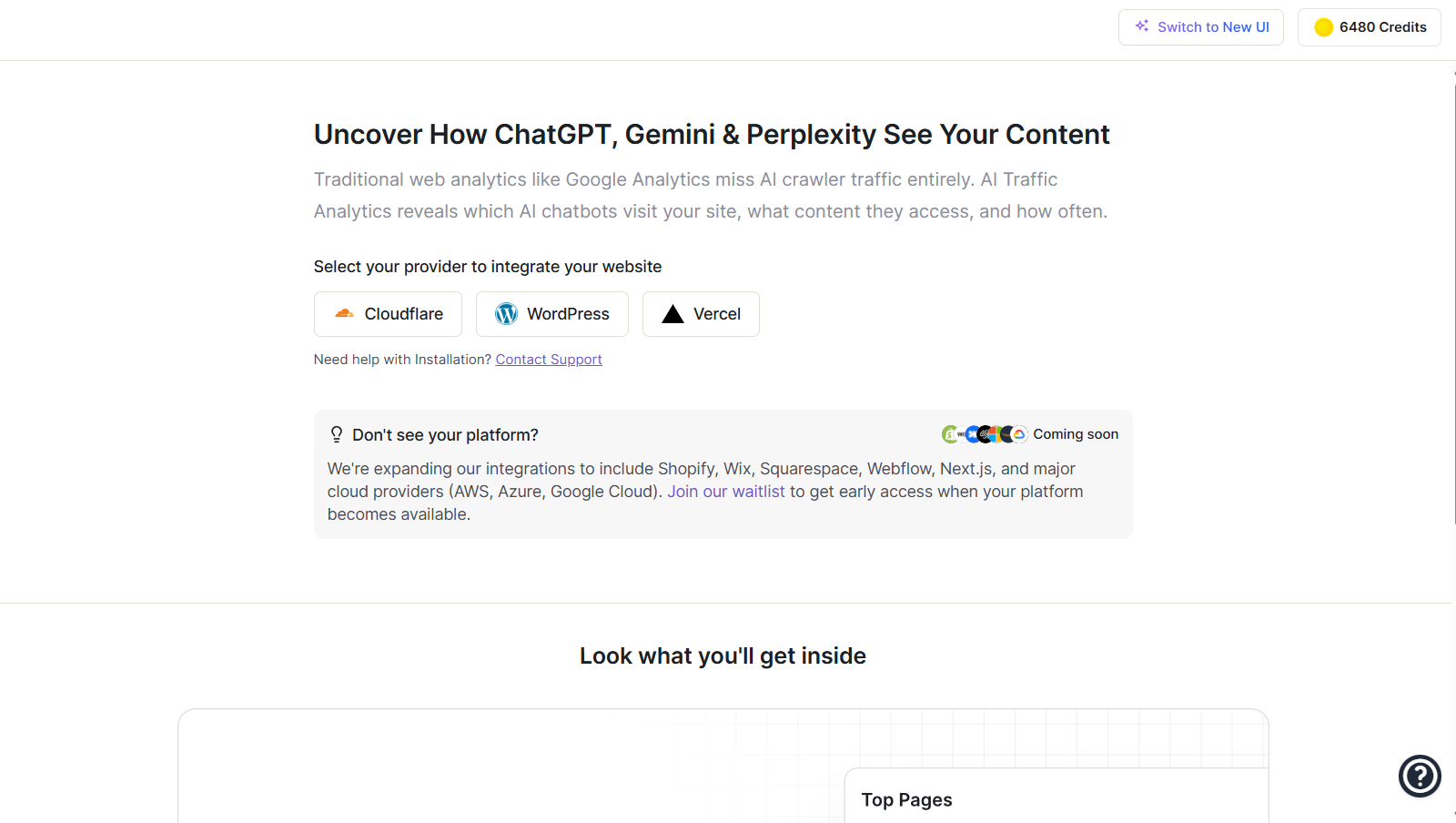 Writesonic's AI Traffic Analytics tool
