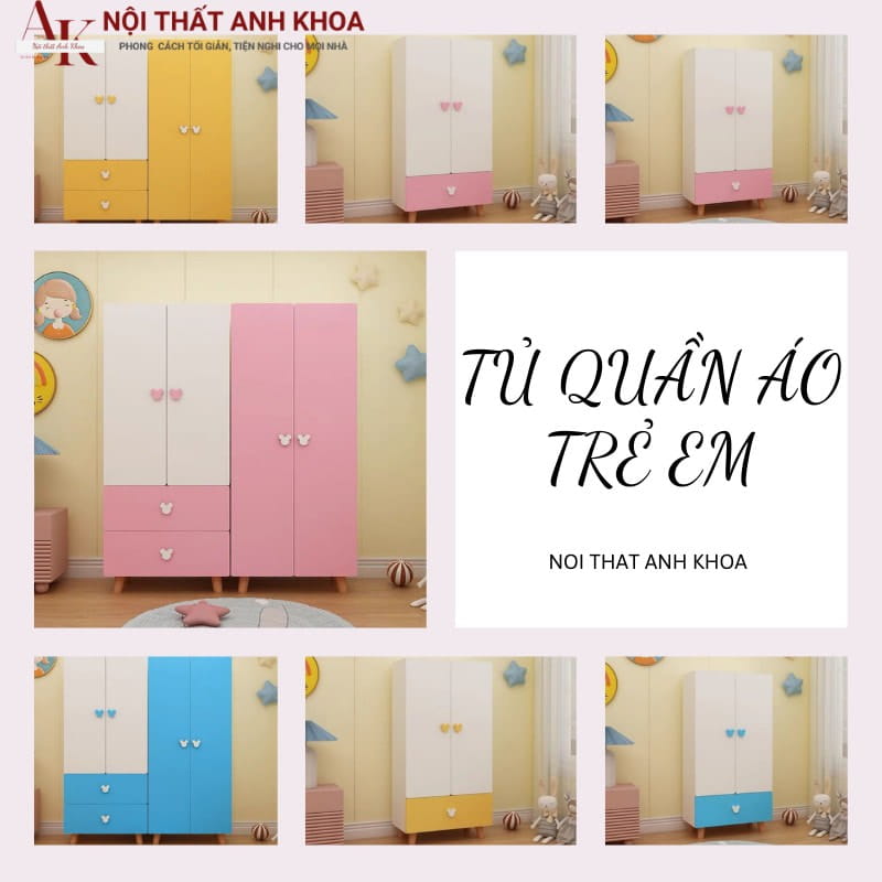 Tủ quần áo trẻ em đa dạng màu sắc