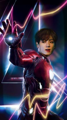 This contains an image of  Jungkook's Iron Man Moment