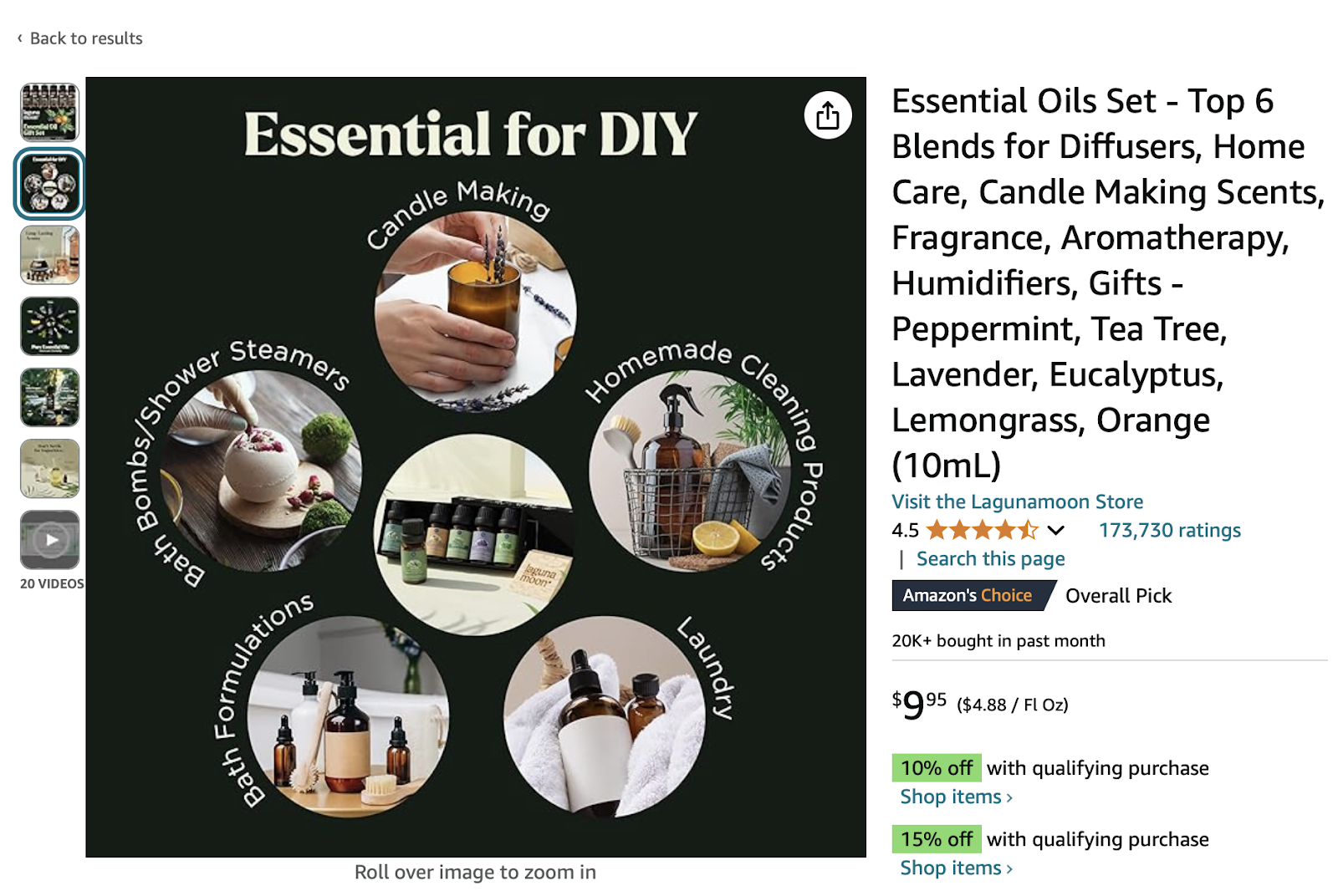 Infographic for essential oils from Amazon